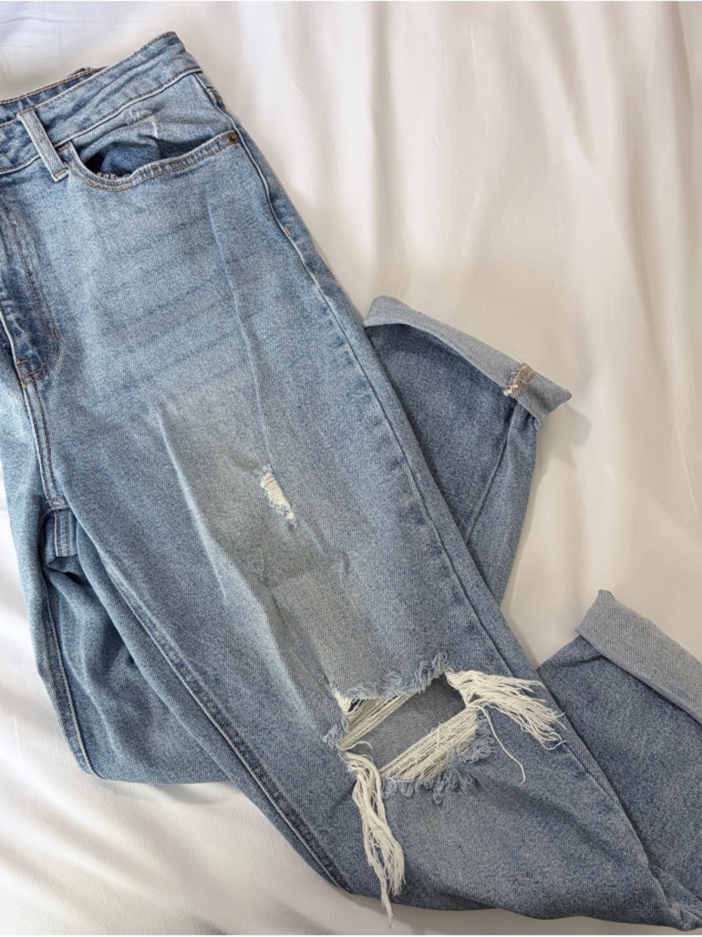 Cello Light Blue Distressed Boyfriend Jeans